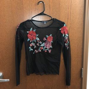 American eagle sheer flowered top